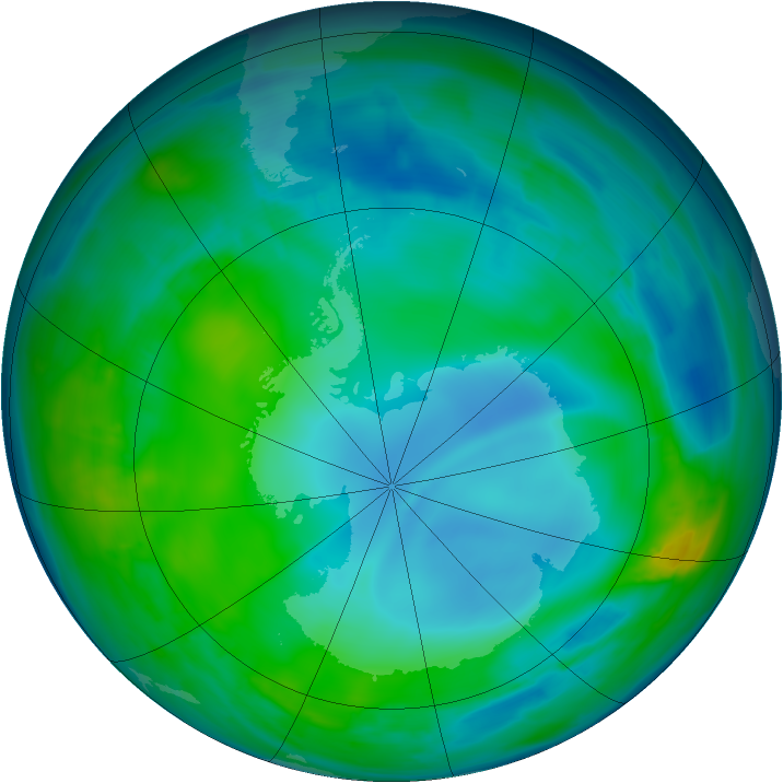Antarctic ozone map for 19 May 2014